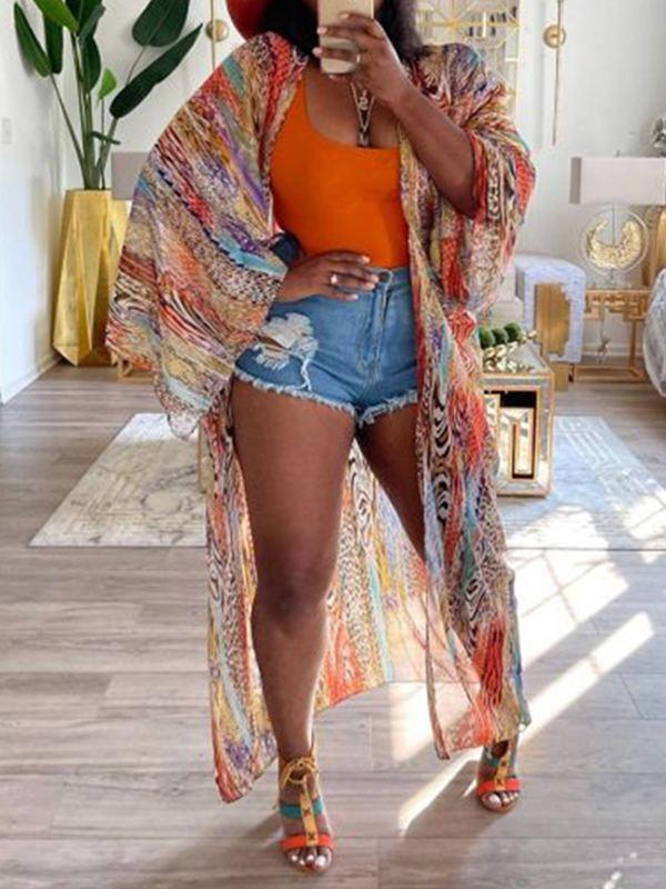 Indiebeautie Printed Chiffon Kimono