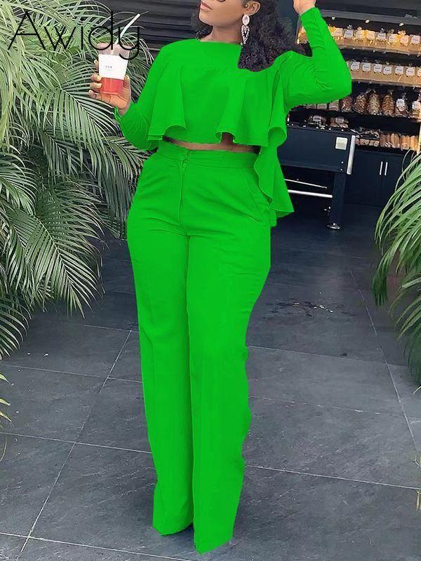 Solid High-Low Top & Pants Set