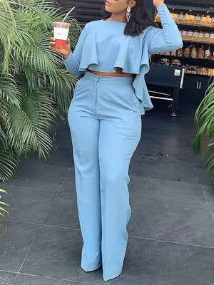 Indiebeautie – Einfarbiges Set aus High-Low-Top und Hose