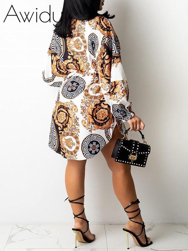 Printed Belted Shirt Dress