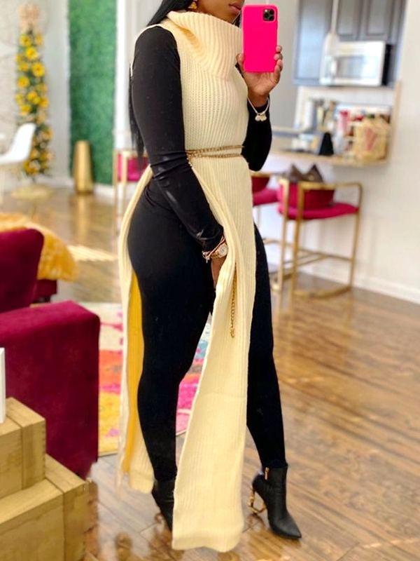 Haut tunique à col roulé en tricot