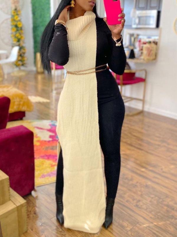 Haut tunique à col roulé en tricot