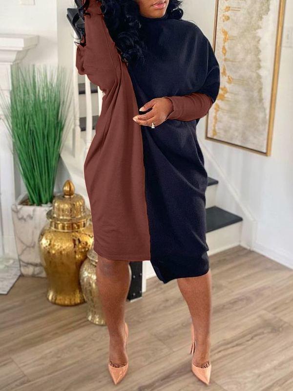 Zweifarbiges Rollkragenkleid