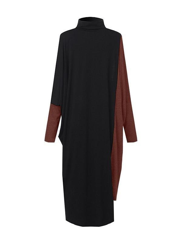 Zweifarbiges Rollkragenkleid