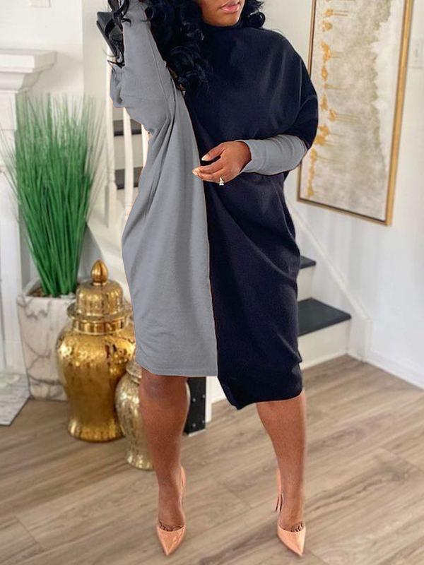 Zweifarbiges Rollkragenkleid