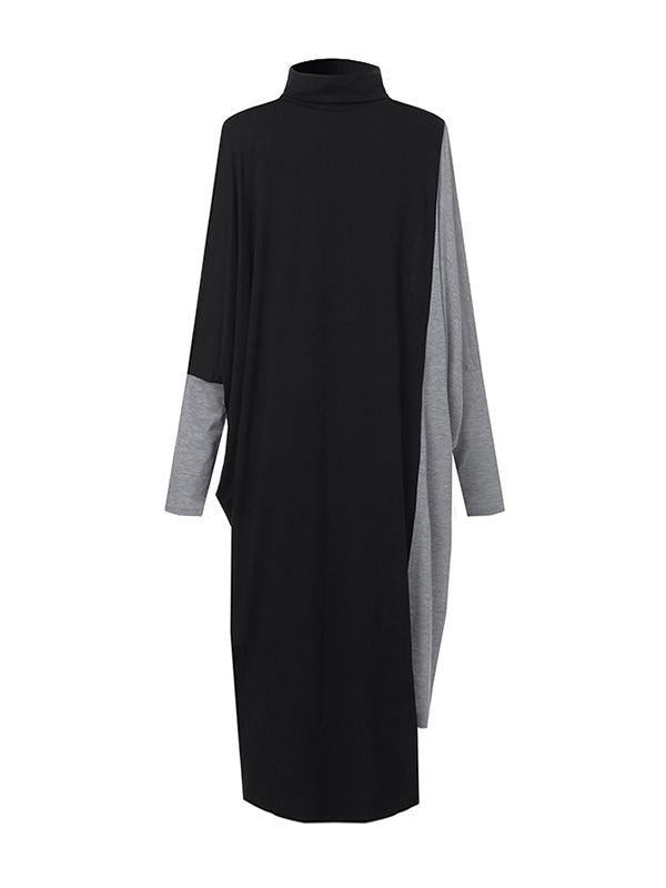 Zweifarbiges Rollkragenkleid