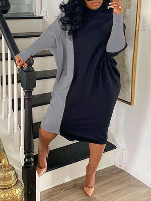 Zweifarbiges Rollkragenkleid – Ausverkauf