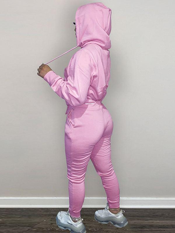Ensemble sweat à capuche et pantalon uni - Liquidation