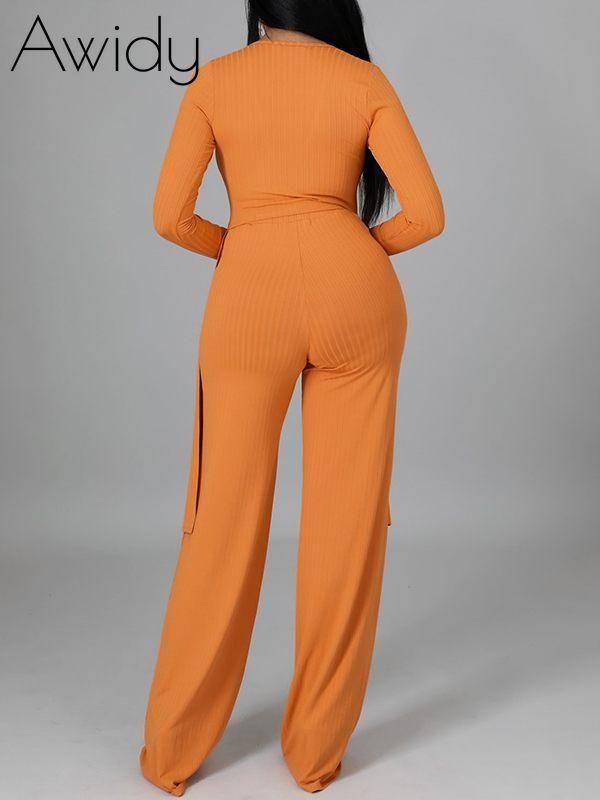 Ribbed Asymmetric Top & Pants Set--Clearance