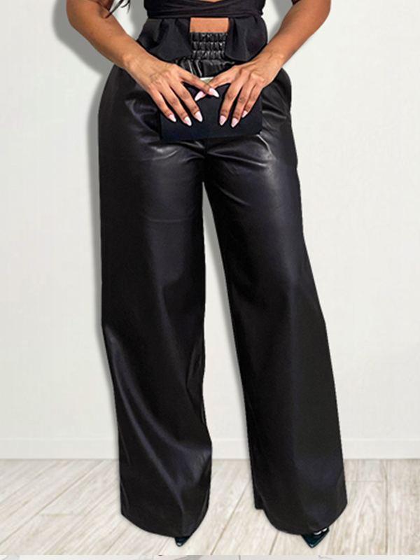 Pantalon large en similicuir