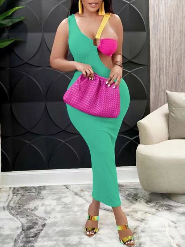 Indiebeautie – Dreifarbiges geripptes Kleid