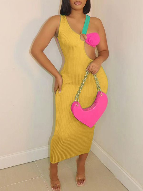 Indiebeautie – Dreifarbiges geripptes Kleid