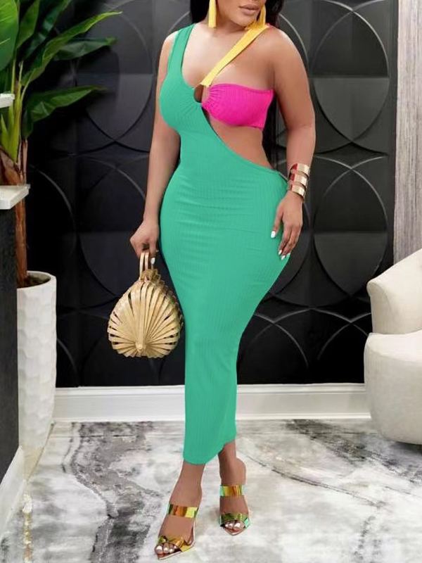 Indiebeautie – Dreifarbiges geripptes Kleid