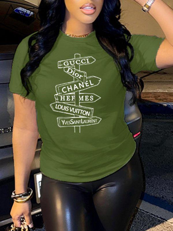 Logo Print Tee Olive