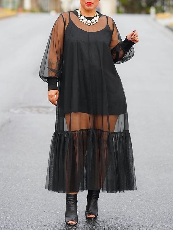 Transparentes Rüschenkleid mit Camisole-Kleid