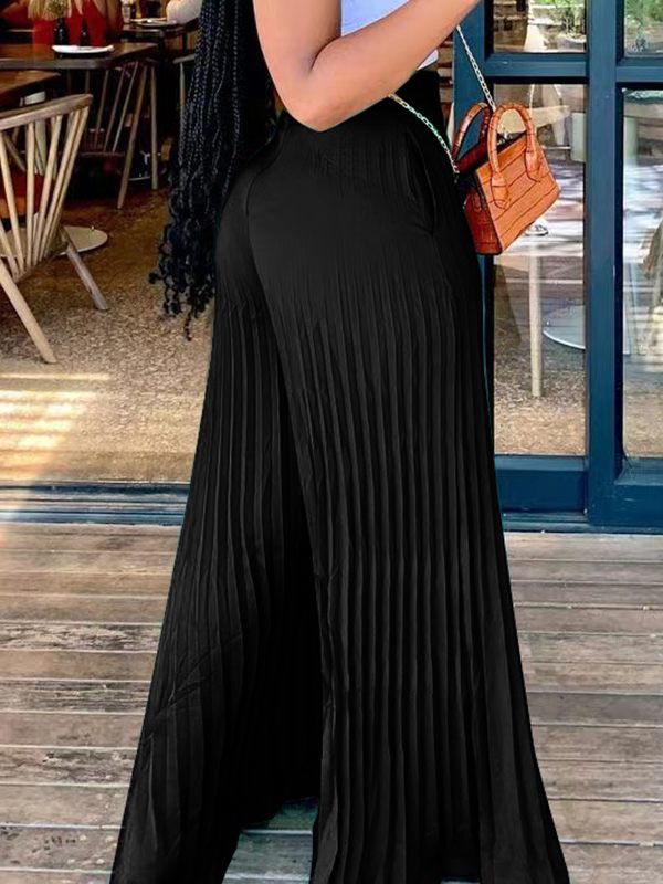 Indiebeautie – Einfarbige Hose mit weitem Bein und Falten