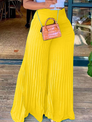 Pantalon large plissé uni