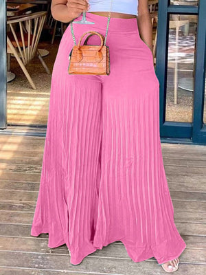 Pantalon large plissé uni