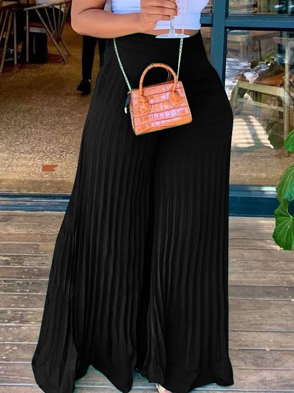 Indiebeautie – Einfarbige Hose mit weitem Bein und Falten