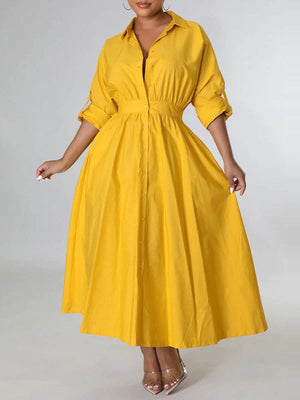 Einfarbiges Hemdkleid mit taillierter Taille