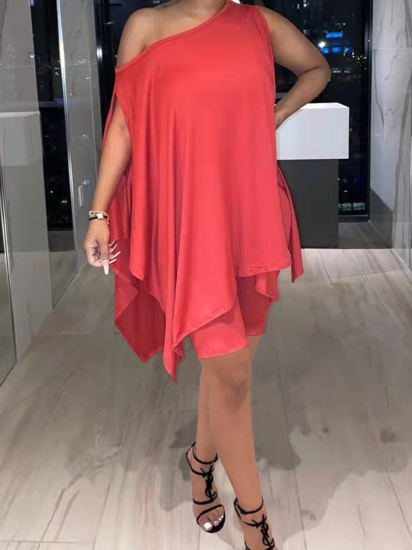 Ensemble haut asymétrique uni et short cycliste