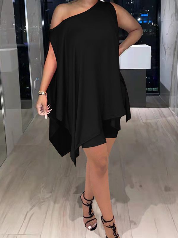 Ensemble haut asymétrique uni et short cycliste