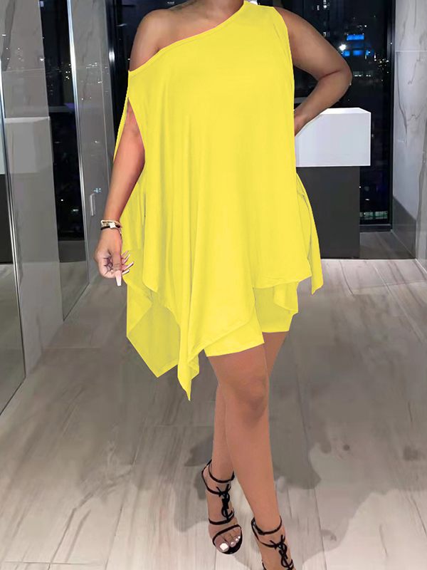 Ensemble haut asymétrique uni et short cycliste