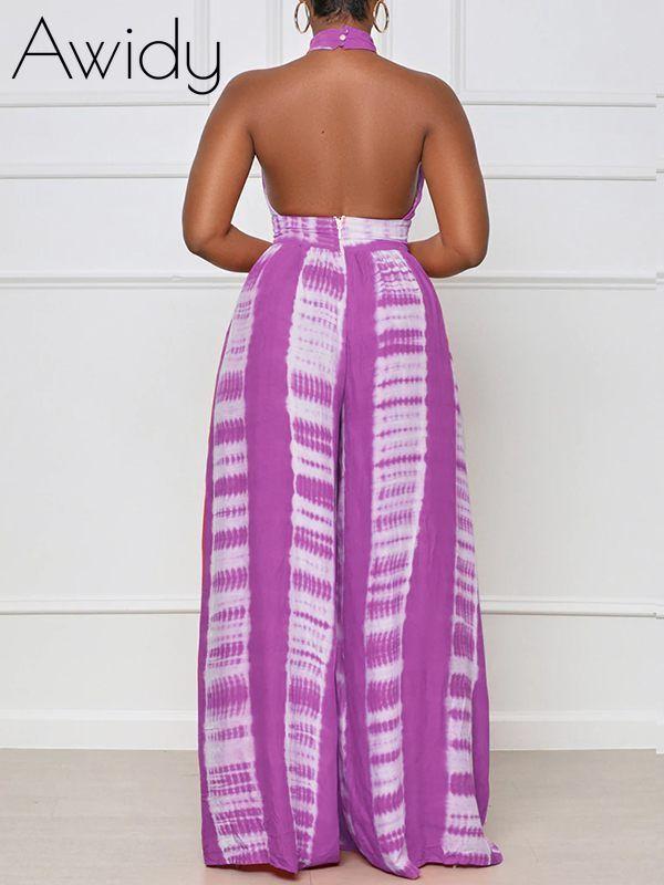 Printed Halter Wide-Leg Jumpsuit