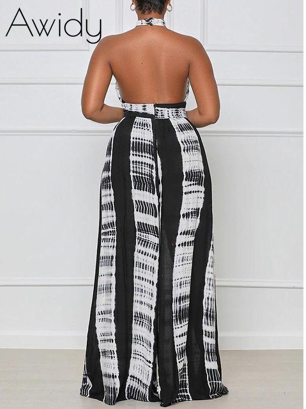 Printed Halter Wide-Leg Jumpsuit