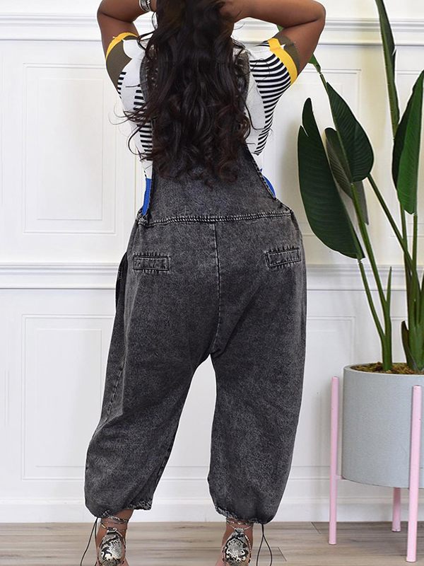 Jeans-Overall mit weitem Bein