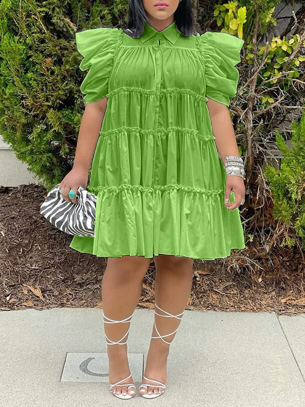 Rüschenkleid mit Puffärmeln – Ausverkauf