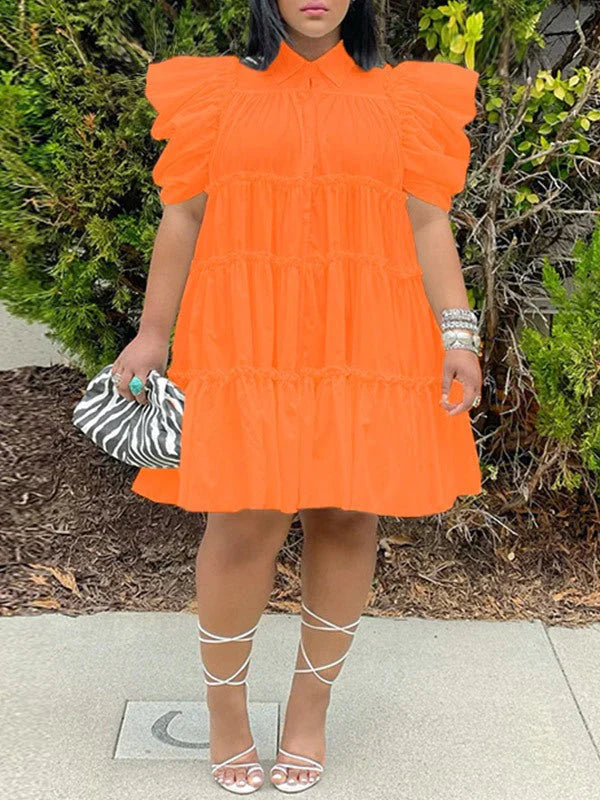 Rüschenkleid mit Puffärmeln