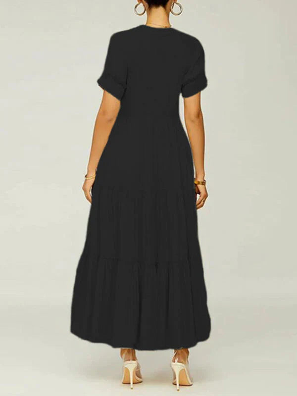 Einfarbiges Rüschenkleid