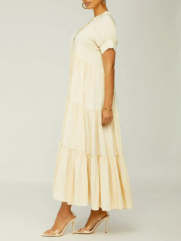 Einfarbiges Rüschenkleid