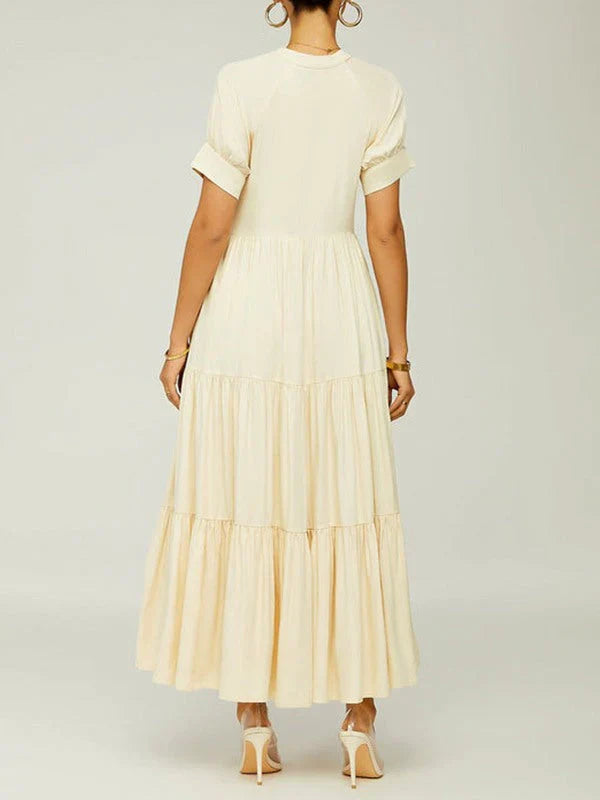 Einfarbiges Rüschenkleid