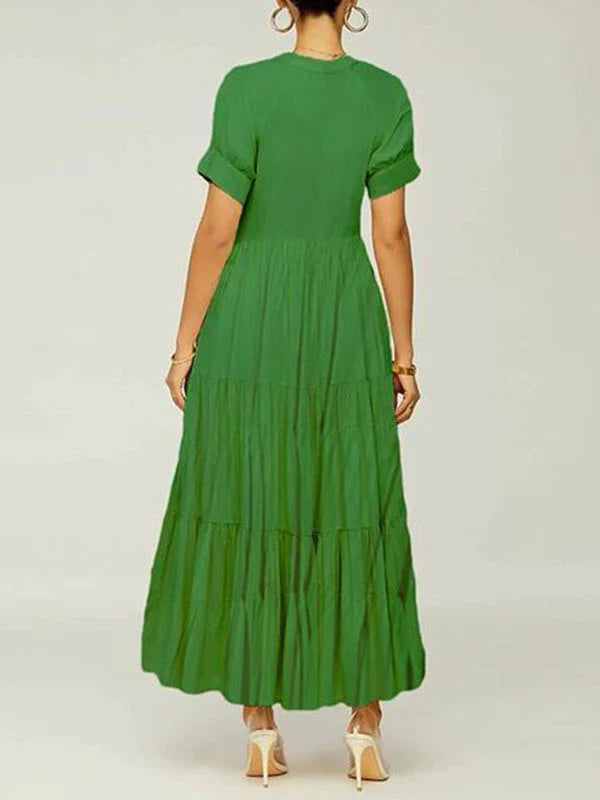 Einfarbiges Rüschenkleid