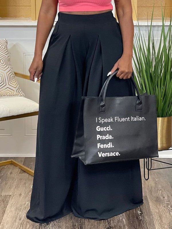 Einfarbige Hose mit weitem Bein