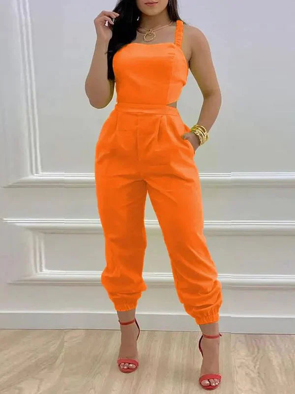 Jogger-Jumpsuit mit Rückenbindung – Ausverkauf
