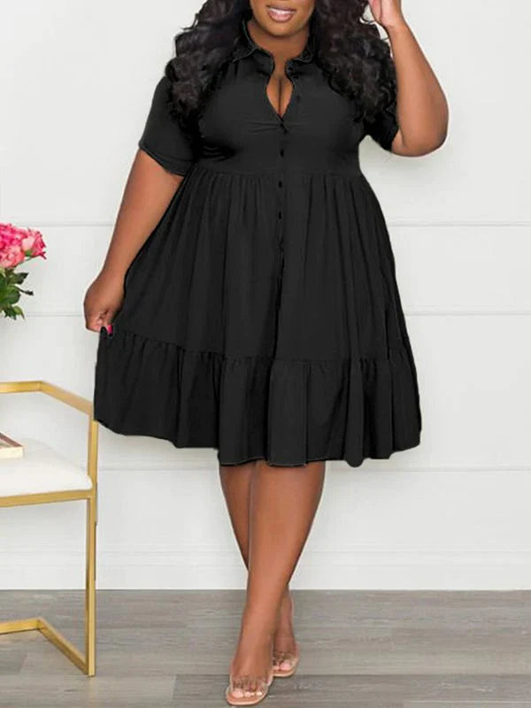 Robe chemise à volants grande taille