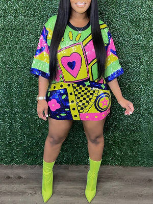 indiebeautie – Mehrfarbiges Paillettenkleid