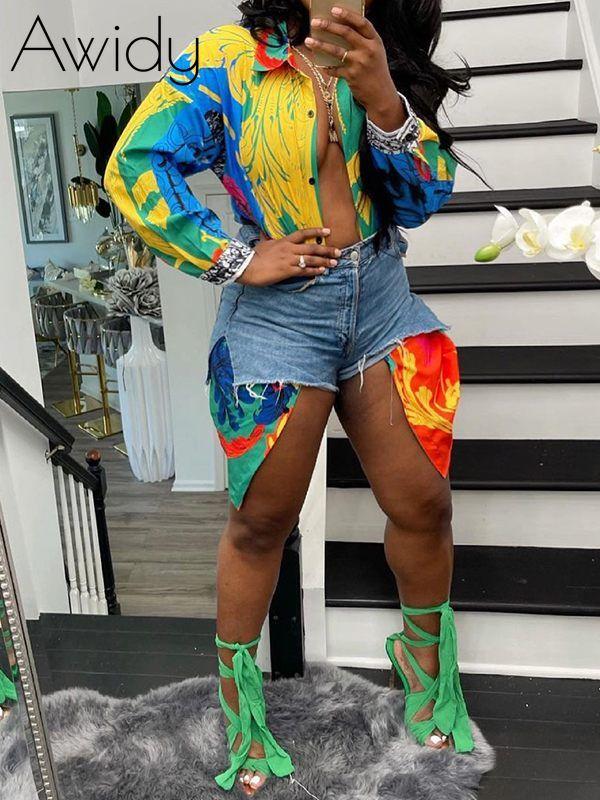 Printed Shirt Dress--Clearance Multicolor S
