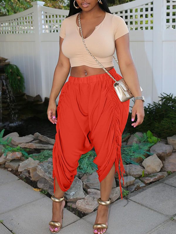 Einfarbige Hose mit Kordelzug – Ausverkauf