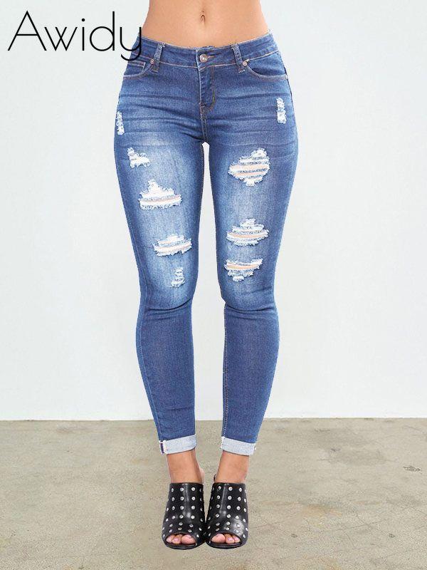 Distressed Skinny Jeans--Clearance Light Wash Blue S