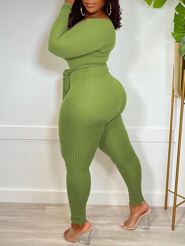 Combinaison côtelée unie nouée - Liquidation