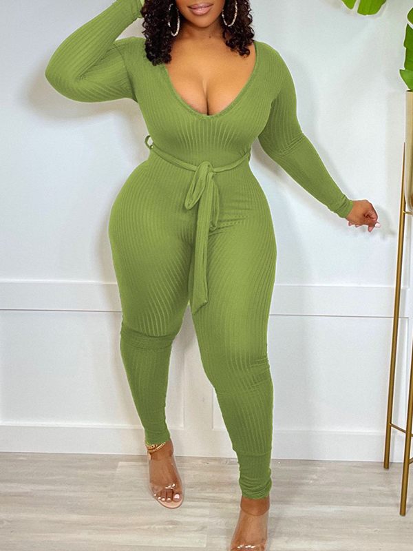 Combinaison côtelée unie nouée - Liquidation