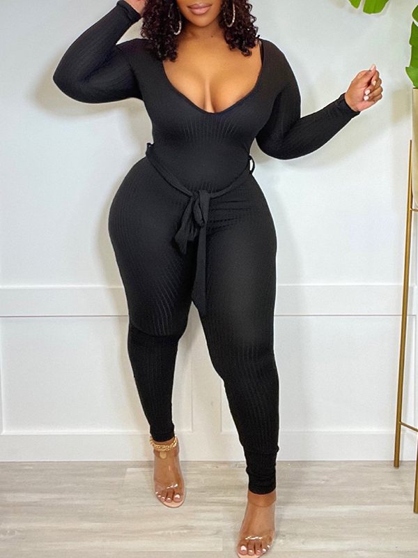 Combinaison côtelée unie nouée - Liquidation