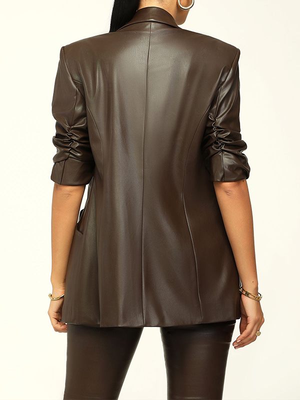 Ensemble blazer et pantalon fendu en similicuir