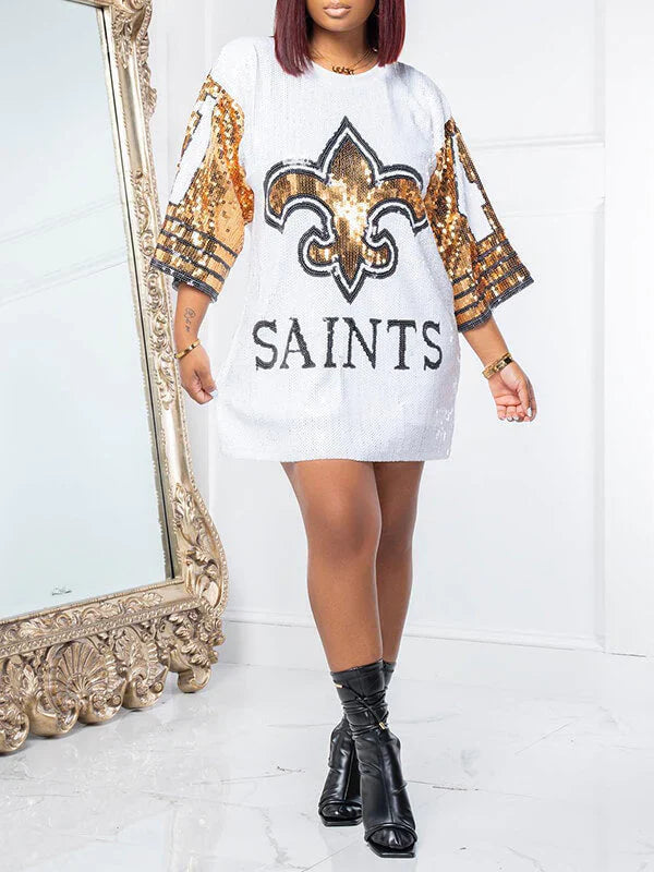 Kleid mit Logo-Pailletten