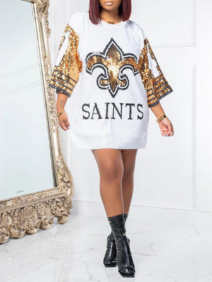 Kleid mit Logo-Pailletten