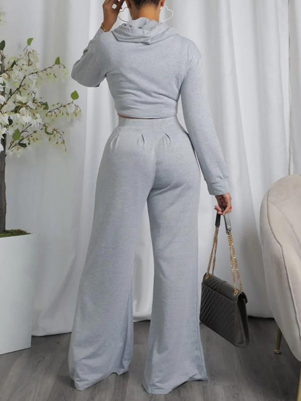 Ensemble sweat à capuche uni et pantalon large